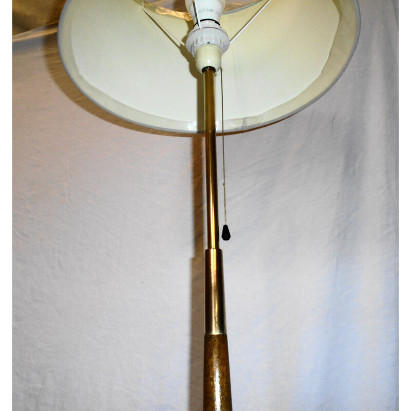 Vintage Lunel floor lamp in solid teak and brass, 1950s