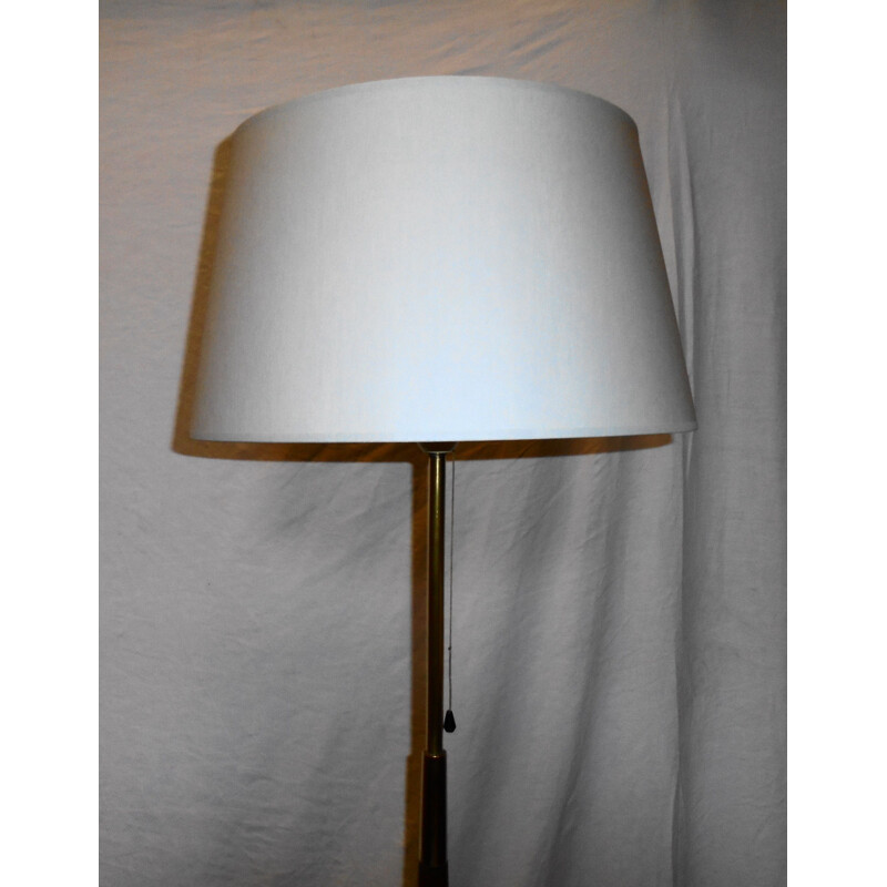 Lampadaire Lunel vintage en teck massif et laiton, 1950