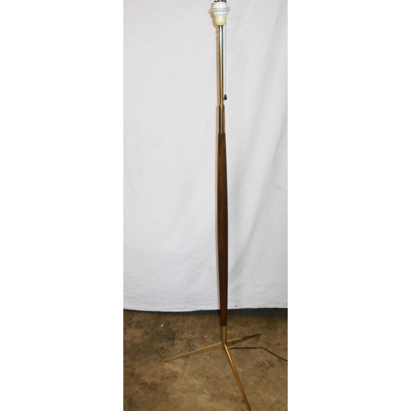 Vintage Lunel floor lamp in solid teak and brass, 1950s