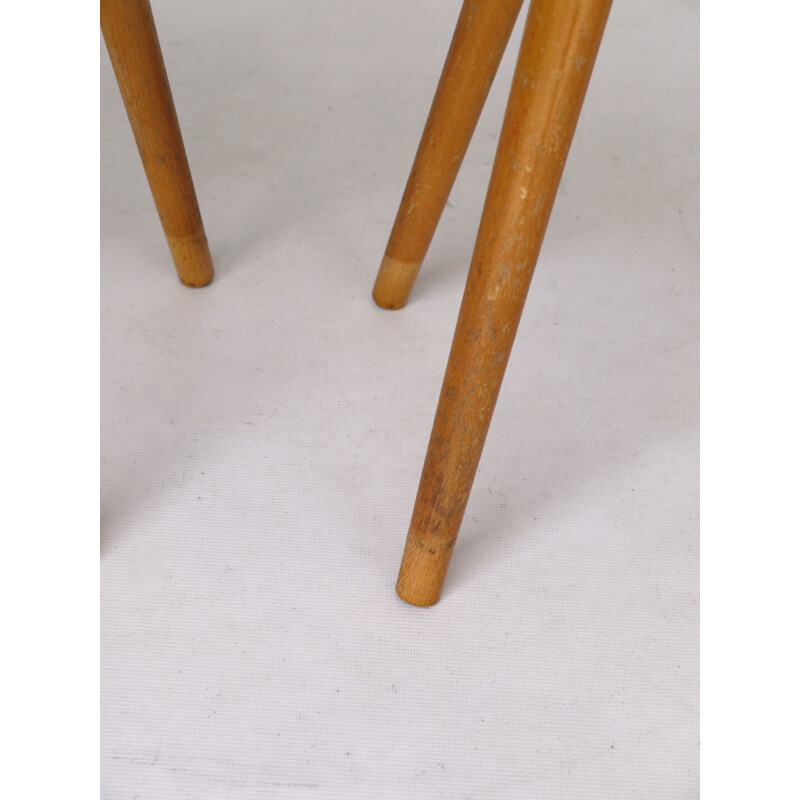 Pair of vintage beechwood stools for children, 1950