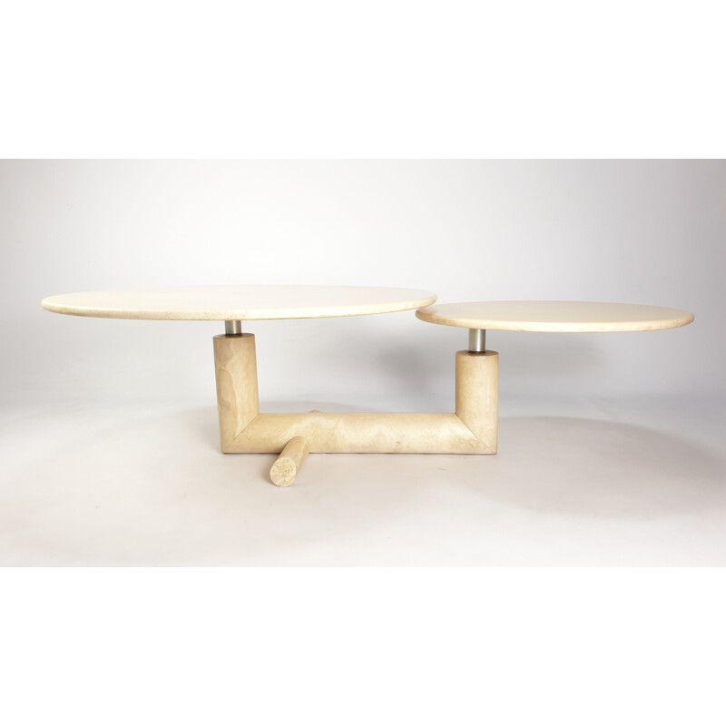 Vintage travertine coffee table, Italy 1980