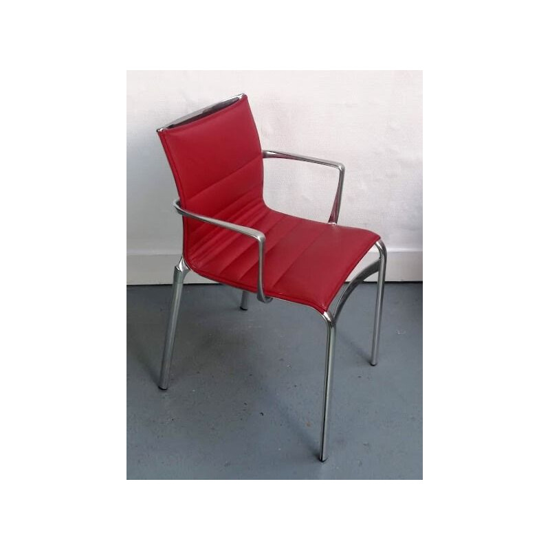 Vintage Highframe armchair in red leather by Alberto Meda for Alias