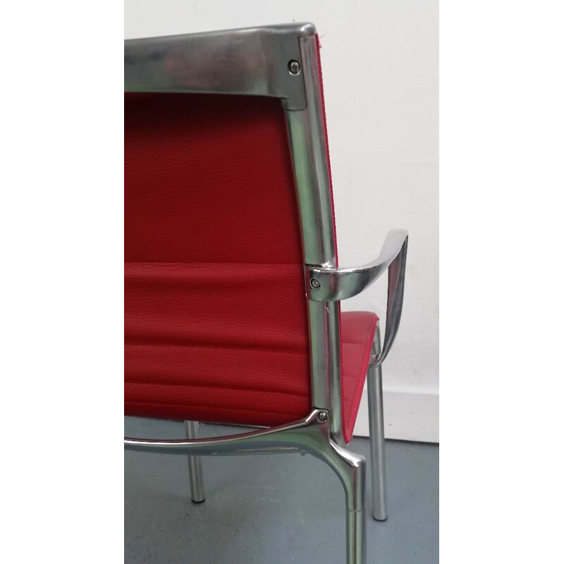 Vintage Highframe fauteuil in rood leer van Alberto Meda voor Alias