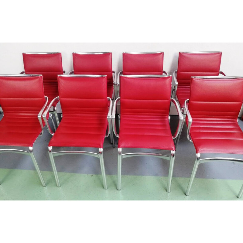 Vintage Highframe fauteuil in rood leer van Alberto Meda voor Alias