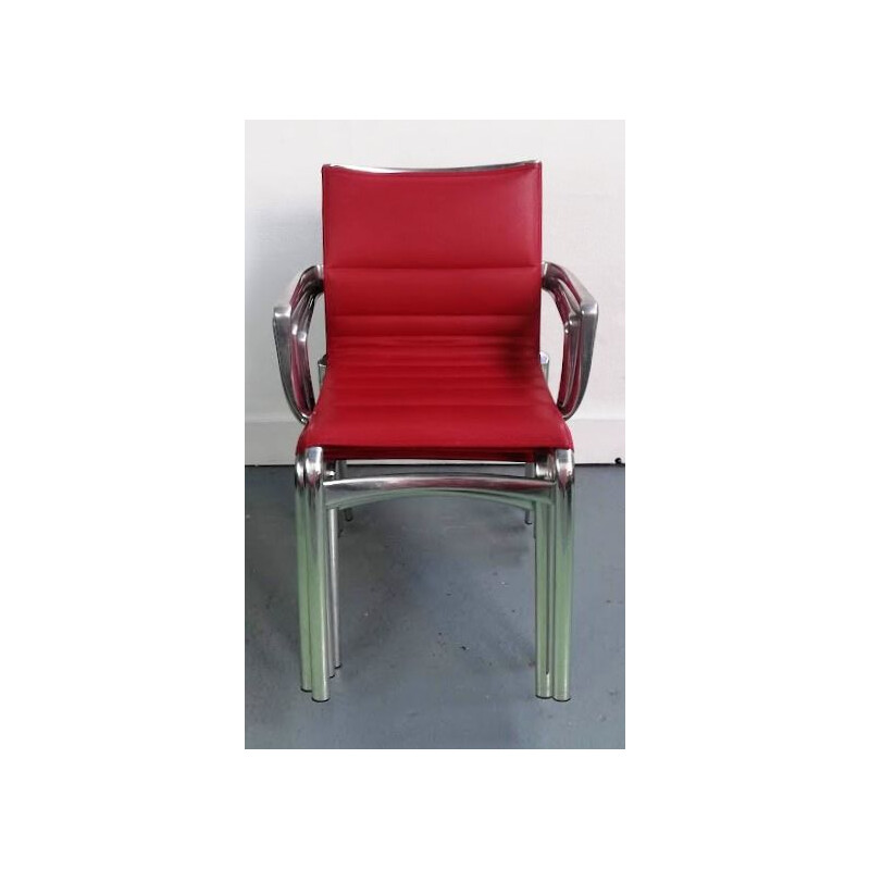 Vintage Highframe fauteuil in rood leer van Alberto Meda voor Alias