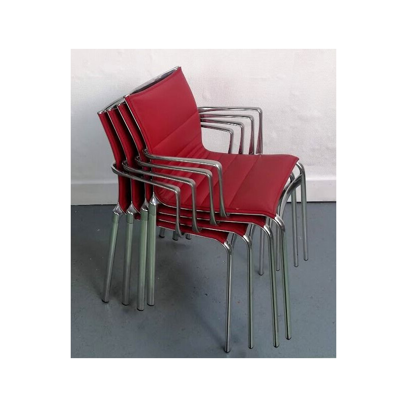 Vintage Highframe fauteuil in rood leer van Alberto Meda voor Alias