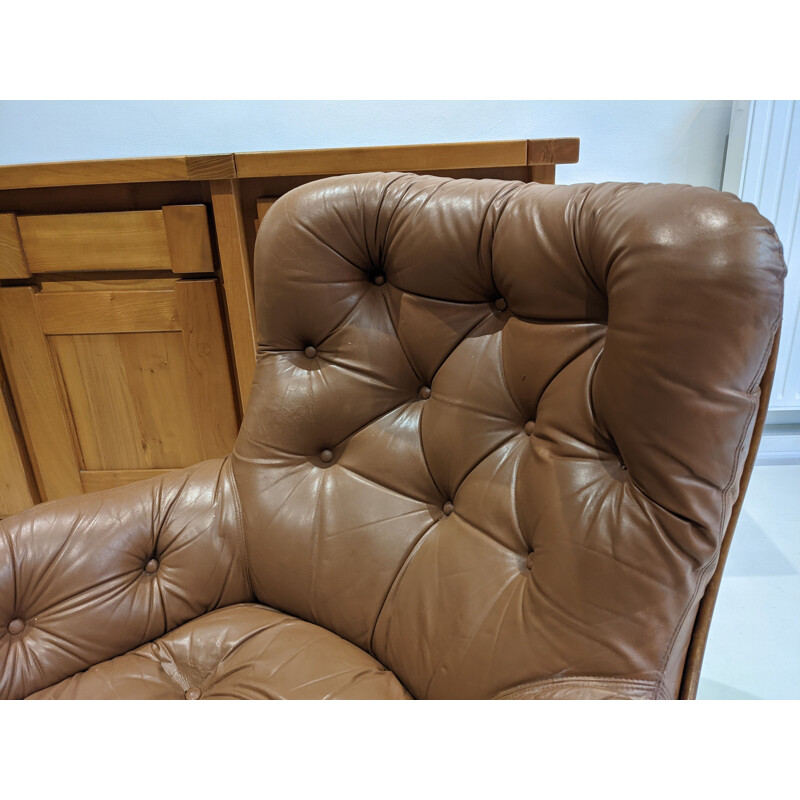 Pair of vintage leather armchairs by Michel Cadestin, 1970s