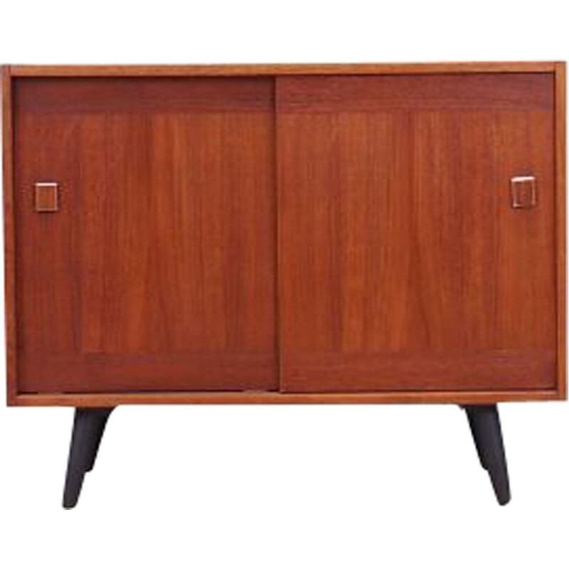 Vintage teak sideboard with sliding door, Denmark 1970s