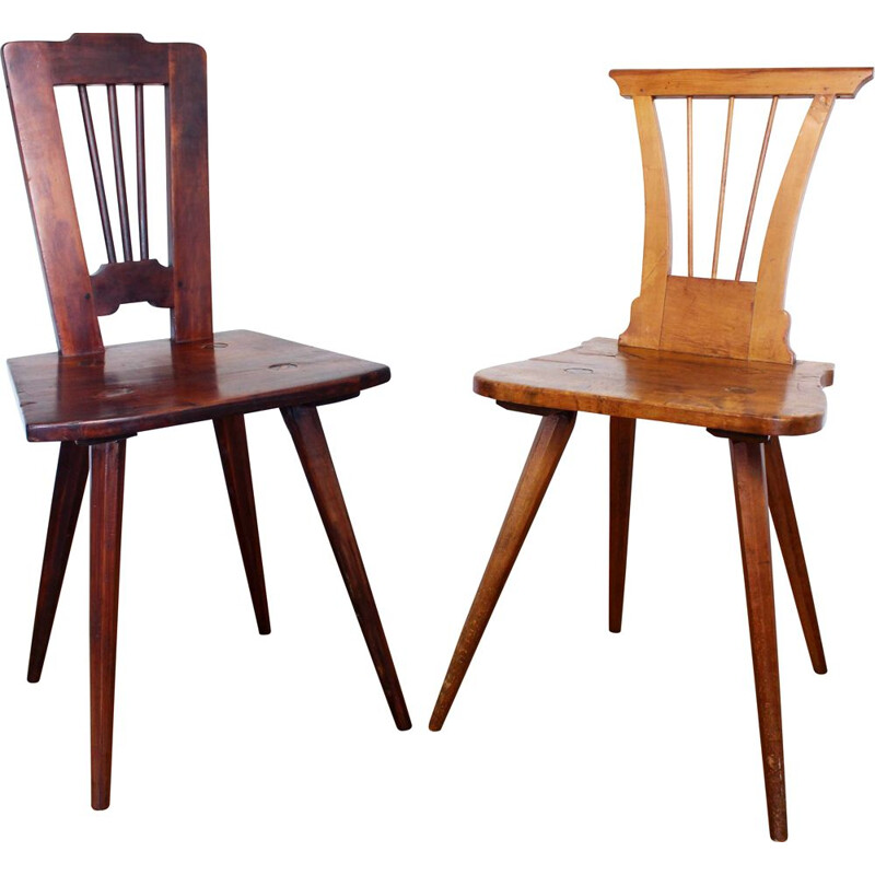 Pair of vintage solid wood chairs