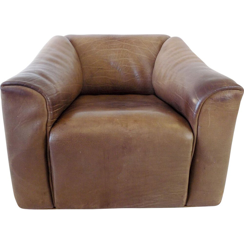 Mid century DS 47 brown leather armchair by De Sede