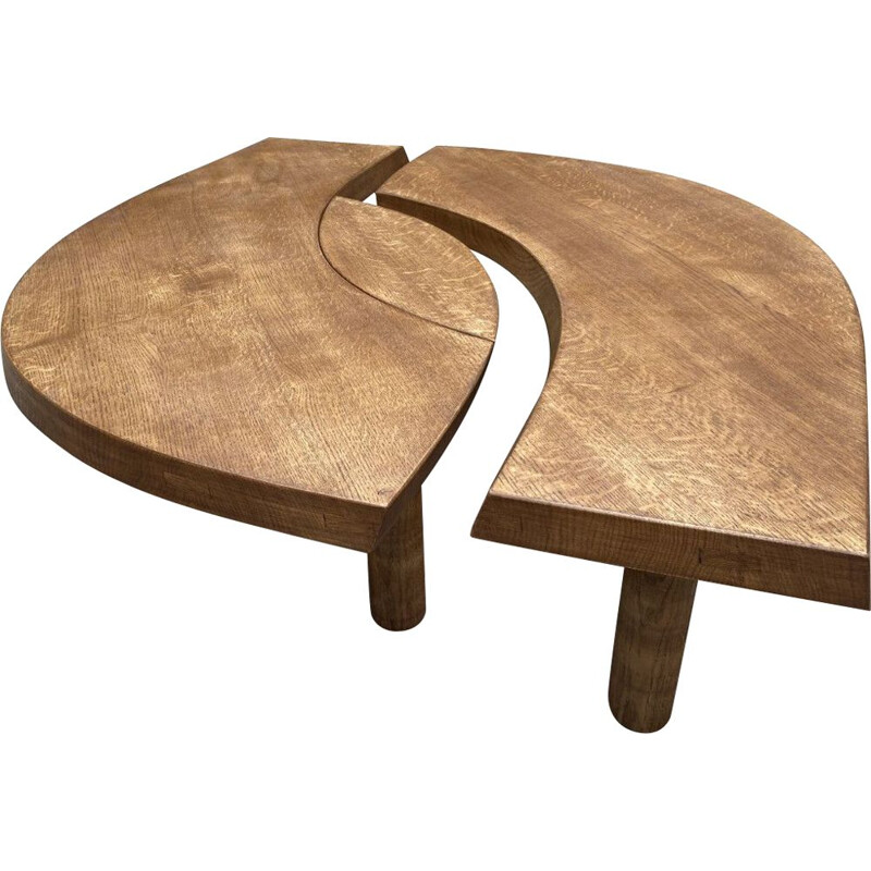 Vintage Œil T22 coffee table in solid elm by Pierre Chapo, 1970