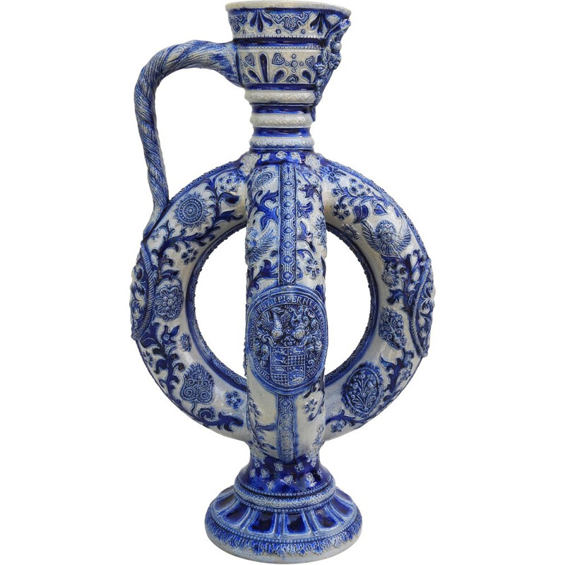 Vintage stoneware jug from Westerwald, Germany 1900