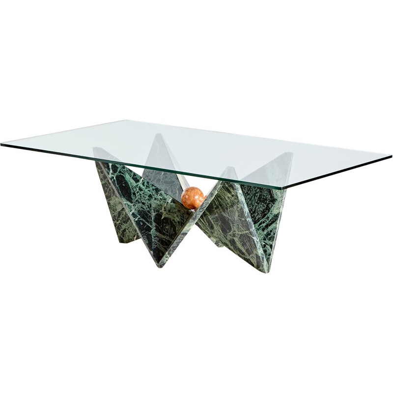 Vintage marble and glass coffee table