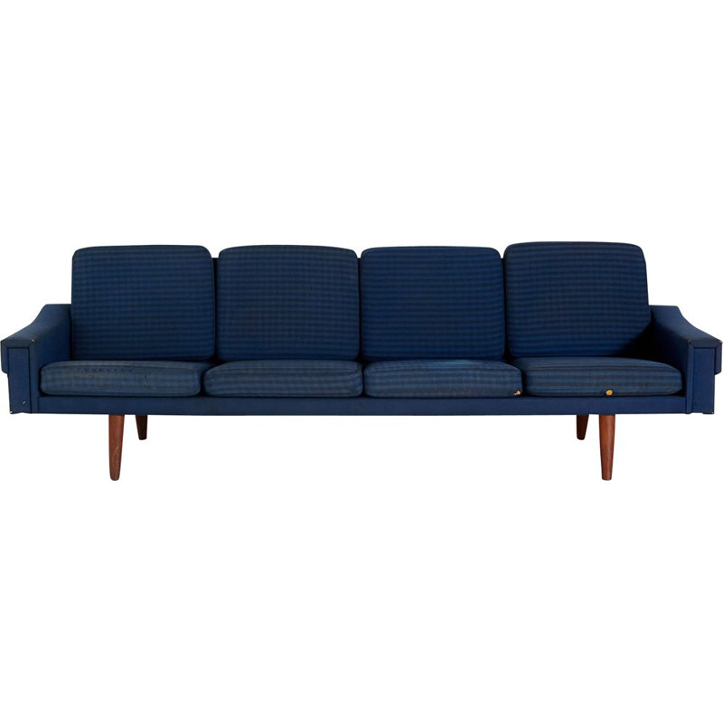 Vintage blue sofa with four seats, Danish