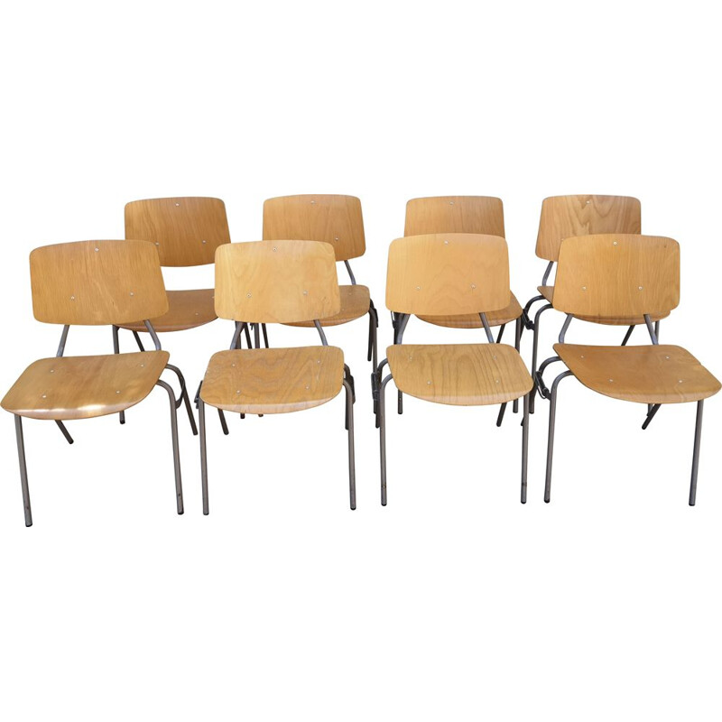 Set of 8 vintage chairs by Kho Liang Le for CAR, Holland 1960