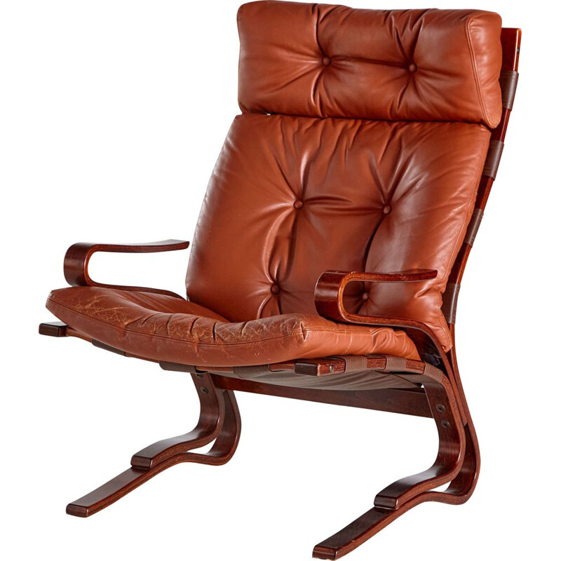 Vintage Skyline leather armchair by Hove Møbler, 1970