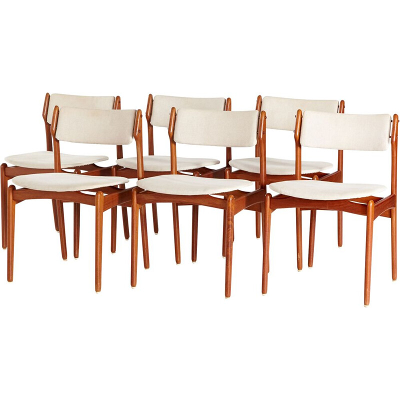 Set of 6 vintage teak chairs model 49 by Erik Buch for O.D. Mobler, 1960