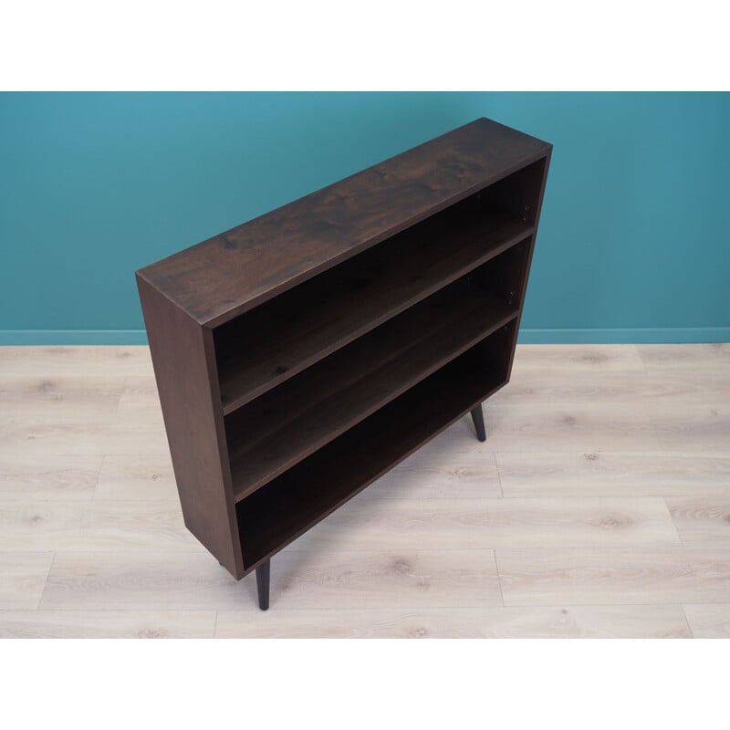 Walnut stained black mid century bookcase, Denmark 1970s