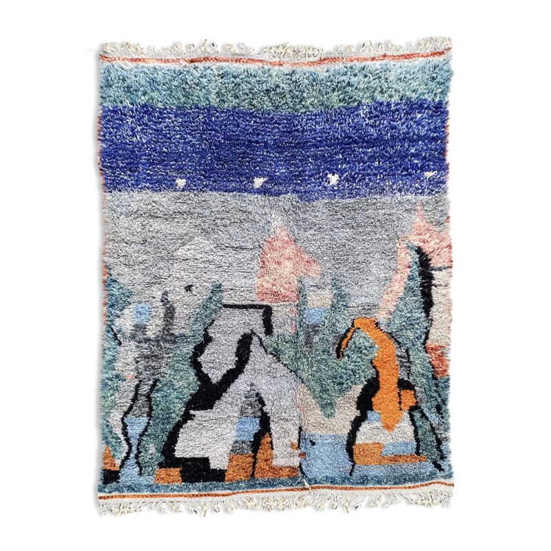 Azilal vintage Marokkaans wollen tapijt