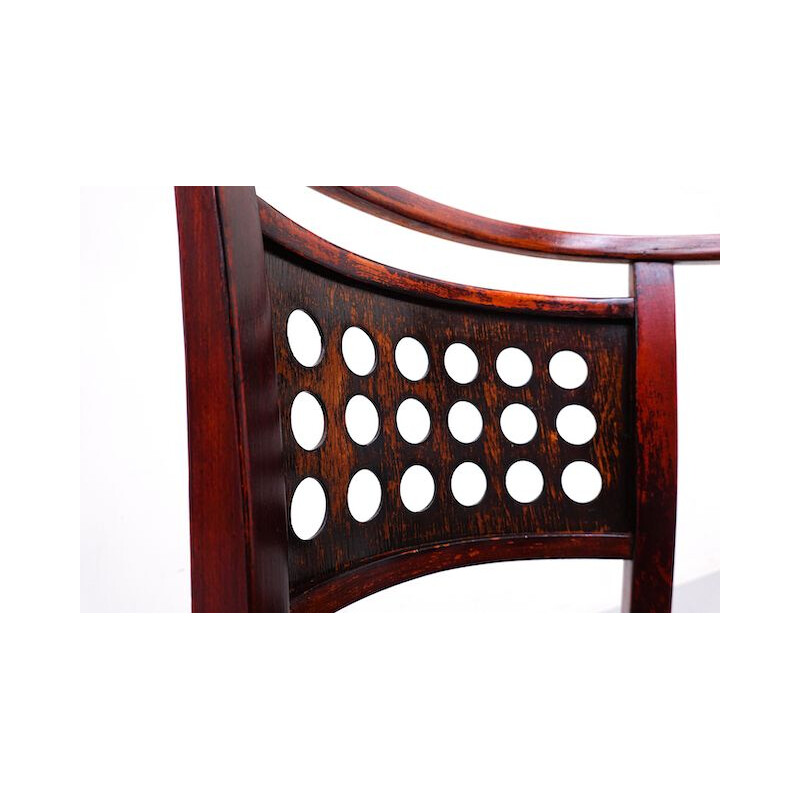Vintage gebogen houten fauteuil van Otto Wagner voor J