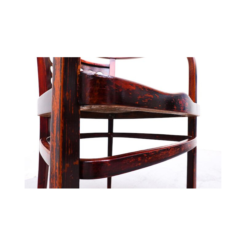 Poltrona vintage in legno curvato di Otto Wagner per J