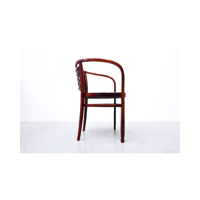 Vintage gebogen houten fauteuil van Otto Wagner voor J