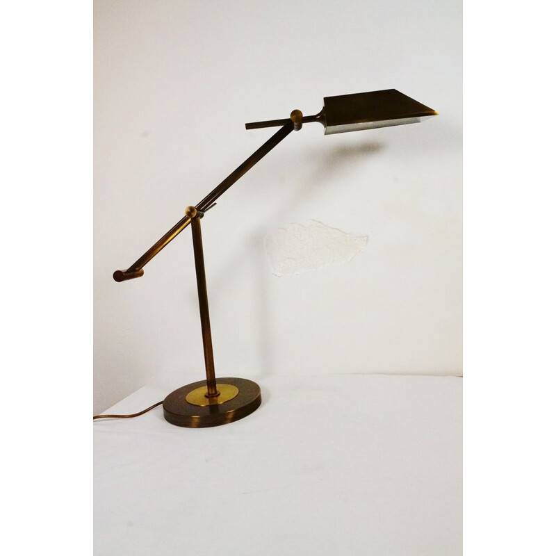 Lampe de bureau vintage réglable en laiton de Fischer Leuchten, 1970