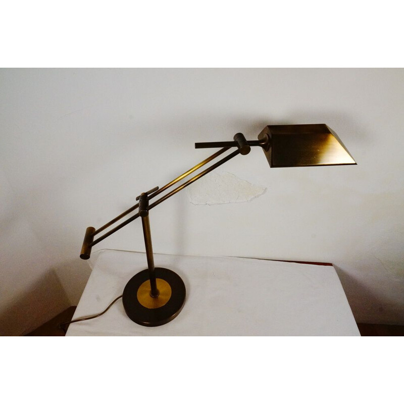 Vintage adjustable in brass desk lamp by Fischer Leuchten, 1970s