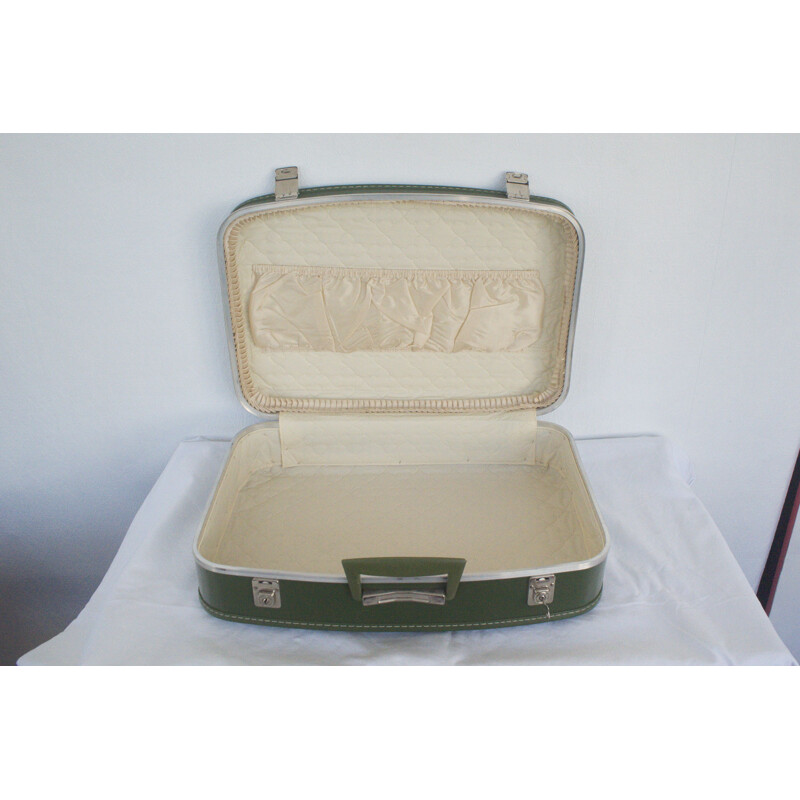 Paire de valises vertes vintage avec clé pour Oldtimer, 1960
