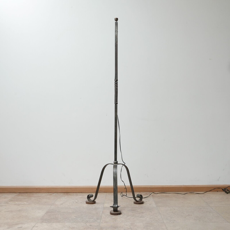 French iron antique floor lamp, 1930s