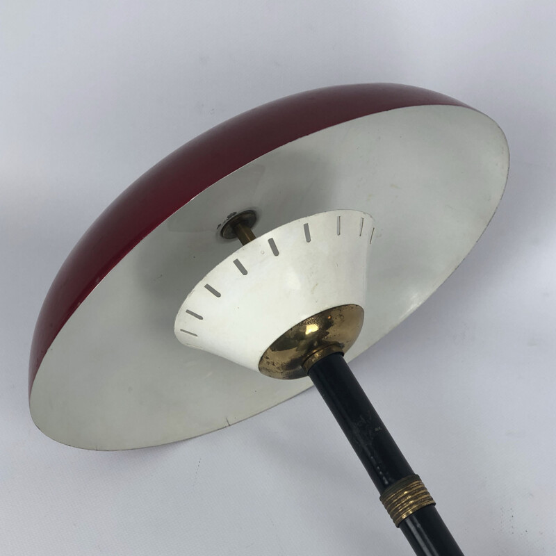 Lampada da tavolo italiana d'epoca in ottone e lacca, 1950