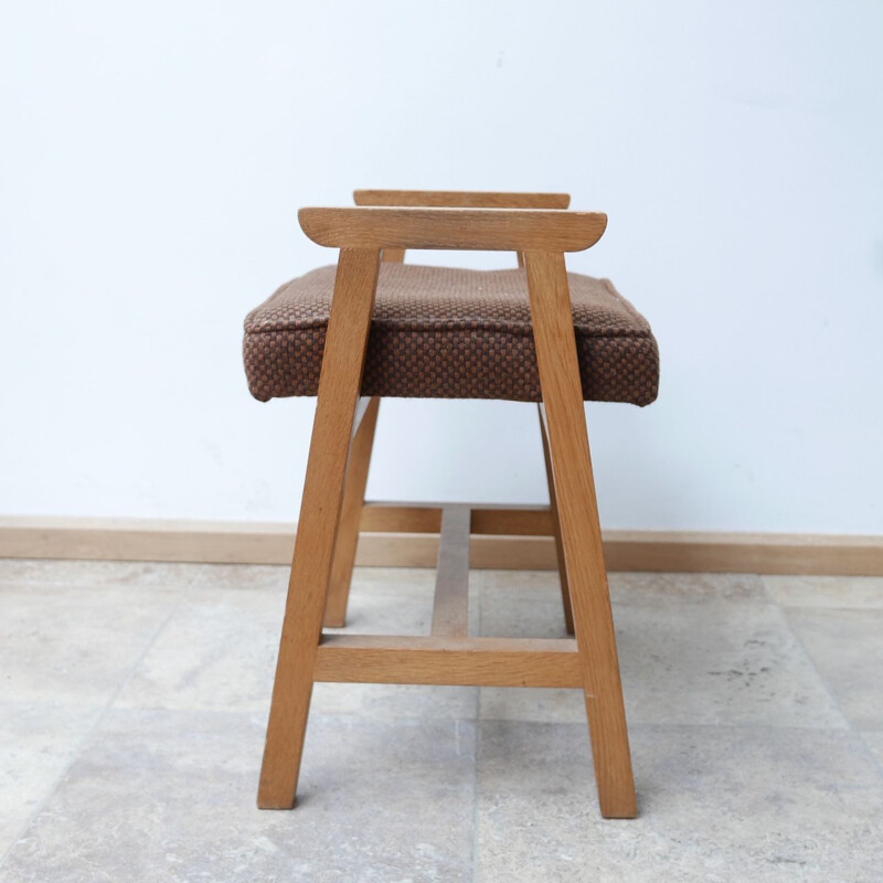 Mid-century French oakwood stool by Guillerme et Chambron, 1960s