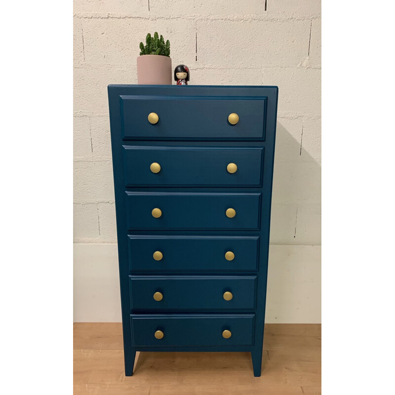 Vintage chest of drawers in blue-green, 1950