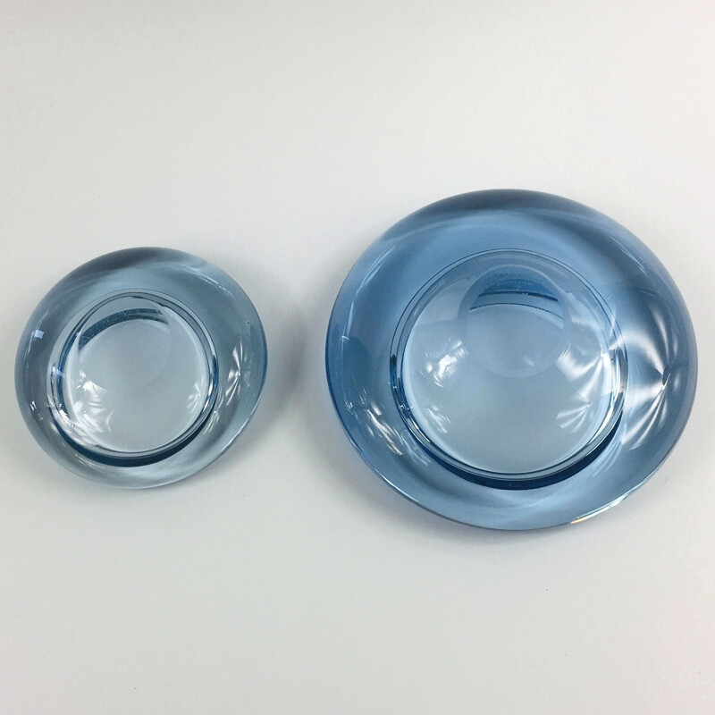 Pair of vintage glass ovoid bowls by Per Lütken for Holmegaard, Denmark 1960s