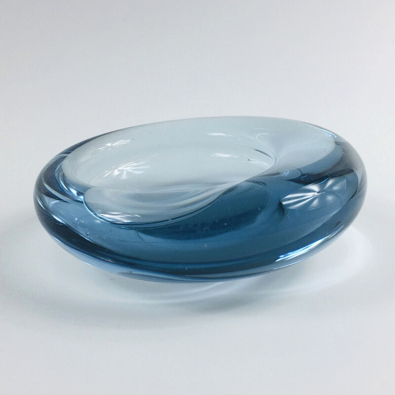 Pair of vintage glass ovoid bowls by Per Lütken for Holmegaard, Denmark 1960s