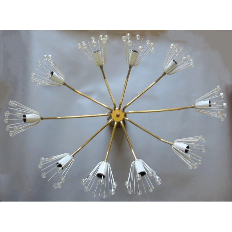 Brass and glass elliptical vintage chandelier by Emil Stejnar for Rupert Nikoll, 1950s