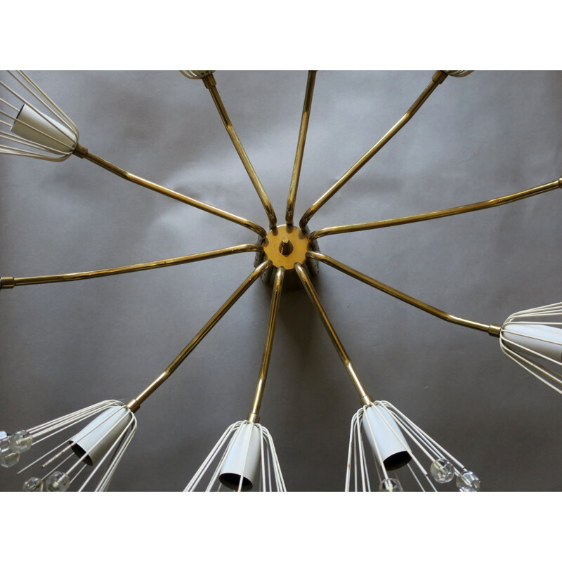 Brass and glass elliptical vintage chandelier by Emil Stejnar for Rupert Nikoll, 1950s