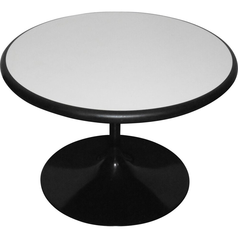 Round vintage coffee table with double-sided top and tulip base, 1970s