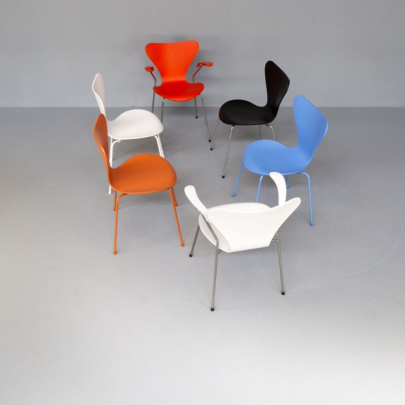 Set of 6 vintage chairs by Arne Jacobsen for Fritz Hansen, 1955