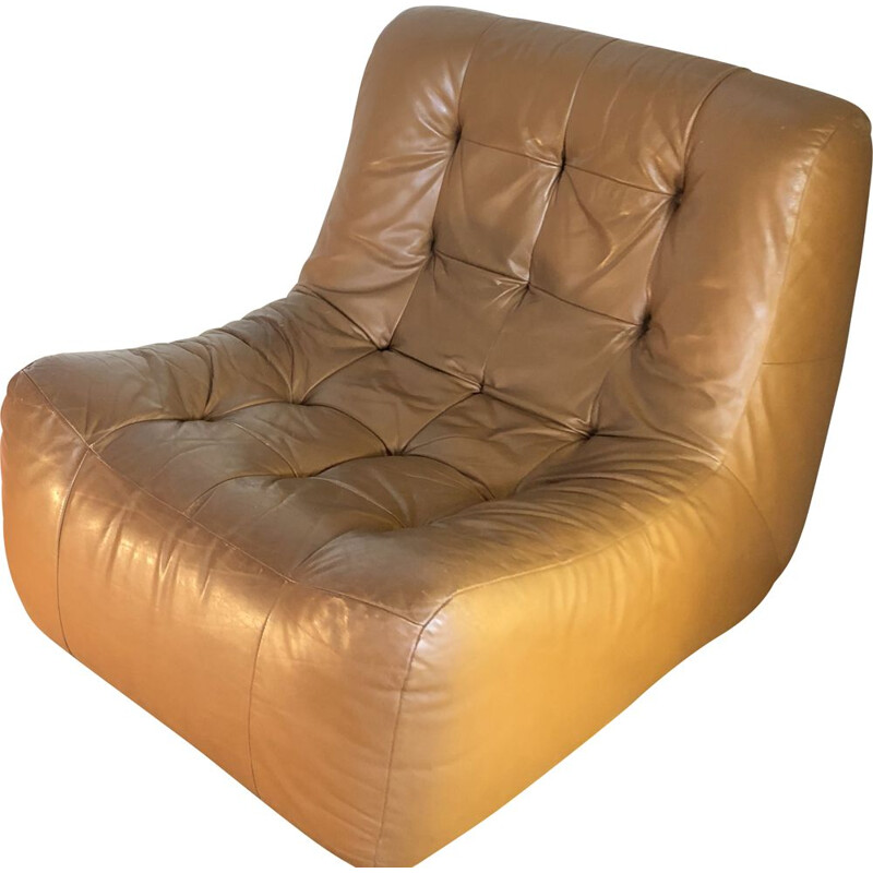 Vintage leather armchair by Togo for Ligne Roset, 1960