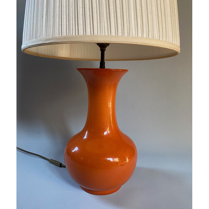 Lampe vintage en céramique orange, 1960-1970
