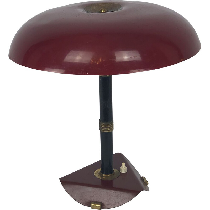 Lampe de table italienne vintage en laiton et laque, 1950