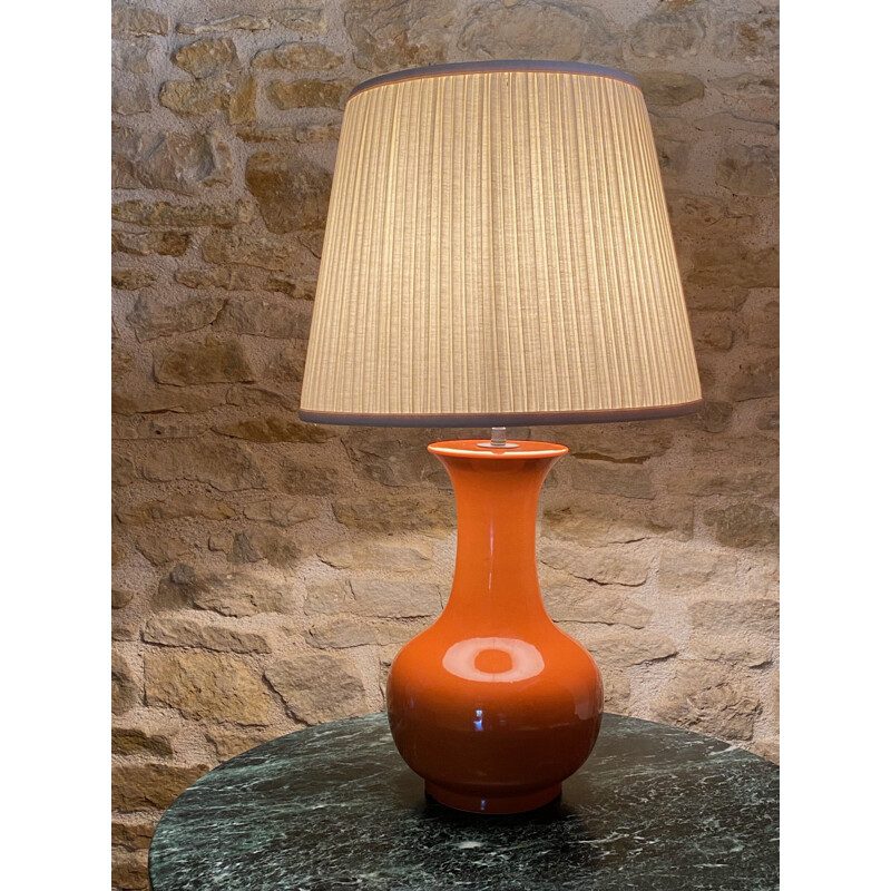 Vintage orange ceramic lamp, 1960-1970