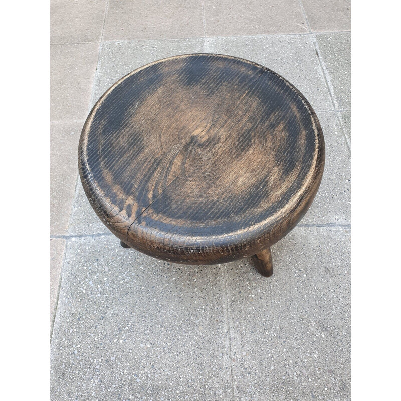 Vintage Berger stool in blackened ashwood by Charlotte Perriand, 1959