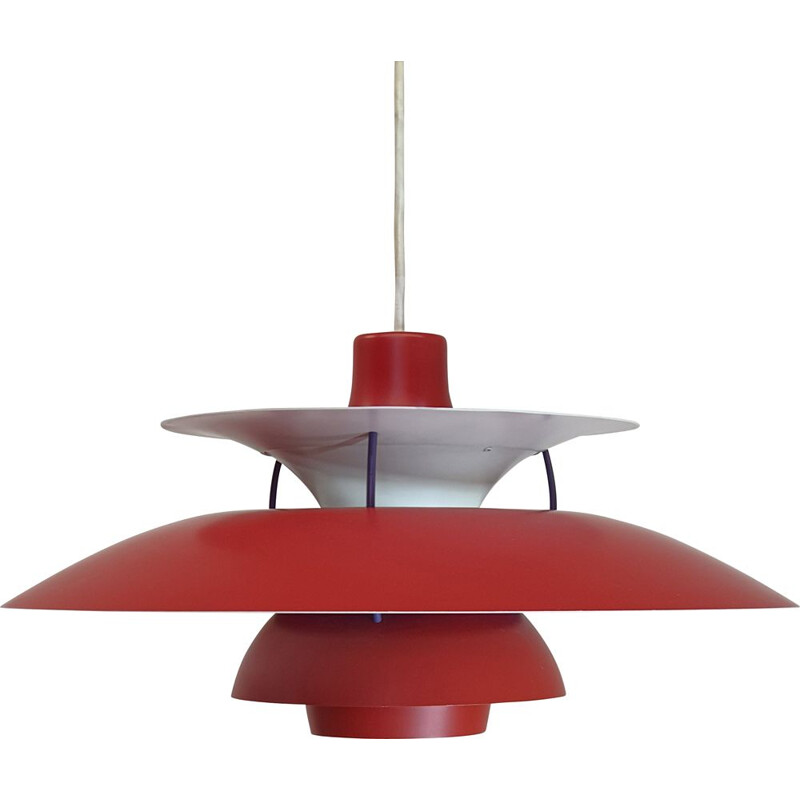 Danish vintage red PH5 pendant lamp by Poul Henningsen for Louis Poulsen, 1958