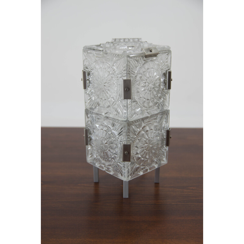 Lámpara de mesa de cristal vintage de Kamenicky Senov, 1970