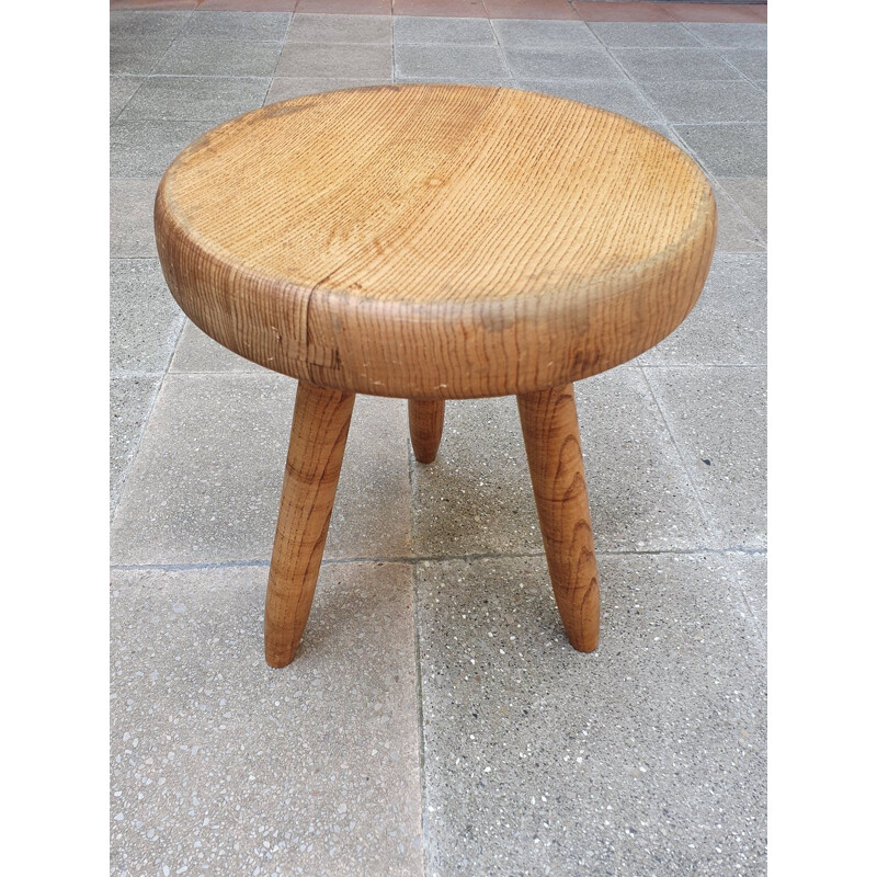 Vintage Berger high stool in ashwood by Charlotte Perriand, 1959