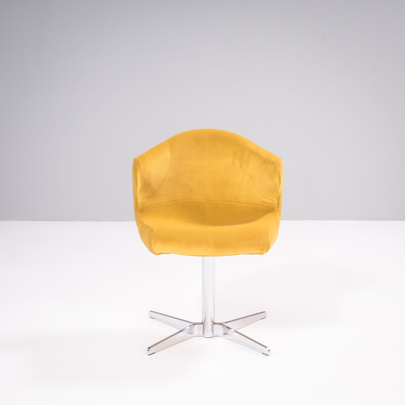 Vintage Alster yellow velvet swivel armchair by Emmanuel Dietrich for Ligne Roset, 2011