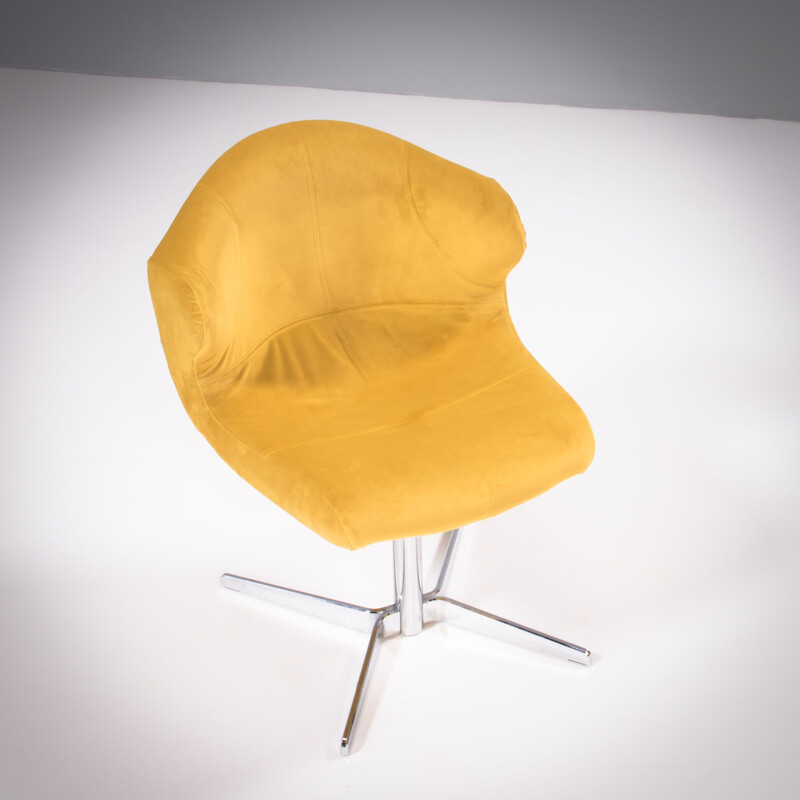 Vintage Alster yellow velvet swivel armchair by Emmanuel Dietrich for Ligne Roset, 2011