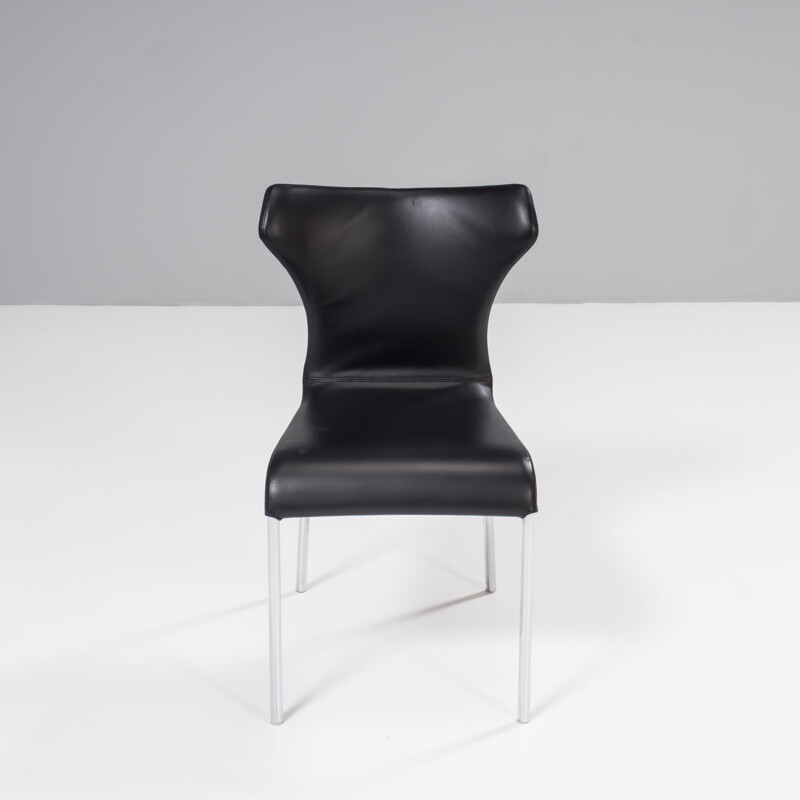 Mid century Papilio black leather dining chair by Naoto Fukasawa for B&B Italia, 2008
